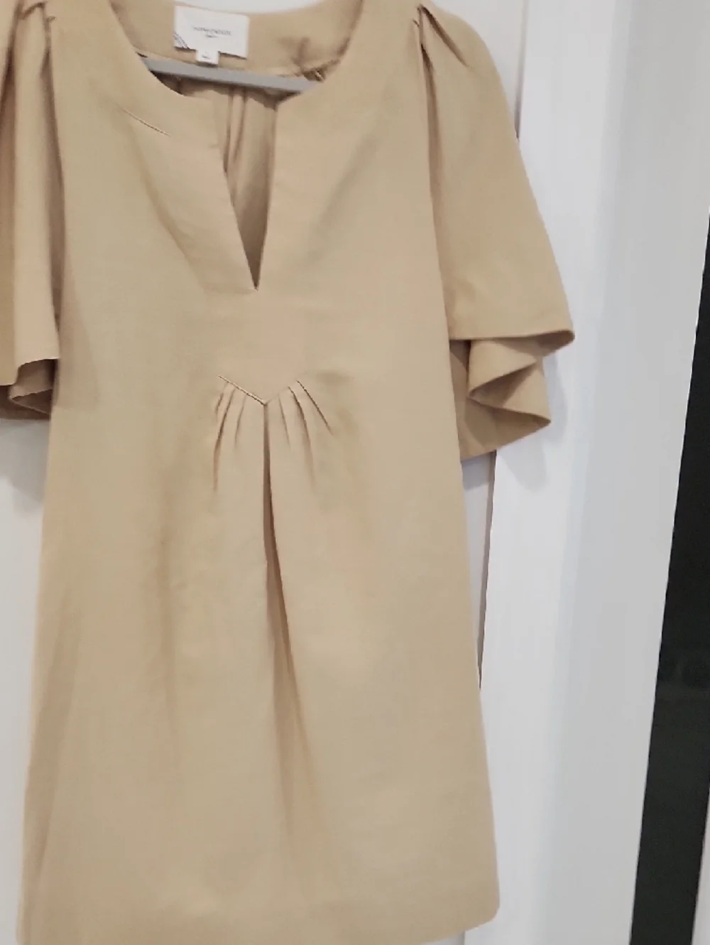 POMANDER place Tan V-Neck Short Sleeve Mini Dress - Picture 3 of 11